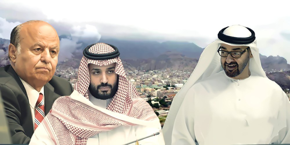 محمد بن زايد ومحمد بن سلمان والرئيس هادي