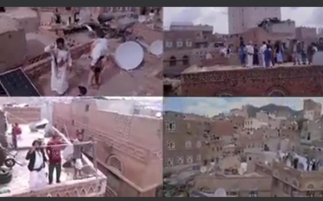 صورة في زمن الكرونا.. عرس يمني لا سلكي في حي كامل كل واحد يحتفل بالعرس في بيته والبرعه في كل سطح