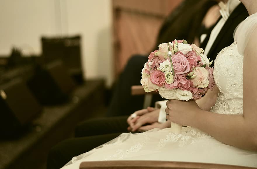 Wedding Bridal Bouquet Wedding Bouquet Marry Bride And Groom Two Connectedness Romantic Festivity